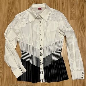 Save the Queen (XL) ivory and black shirt with special buttons